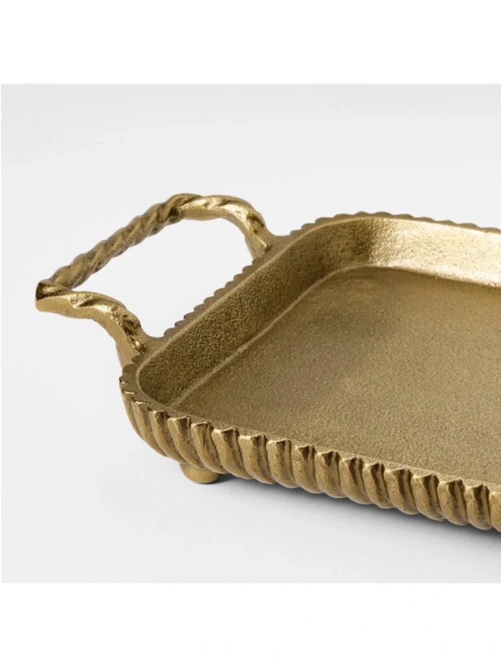 Brass Footed Tray with Handles Antique Distressed Finish -Threshold Studio McGee
